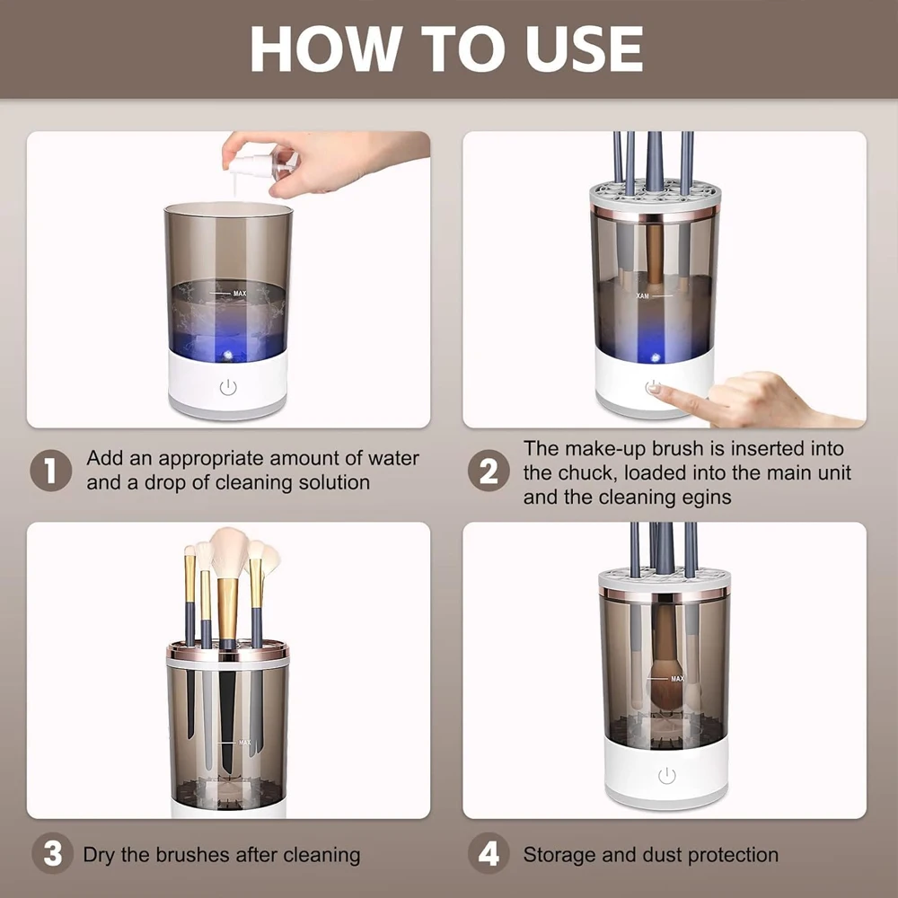 Electric Automatic Makeup Brush Cleaner & Dryer